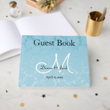 Elegant Baby Blue Black Wedding Monogram