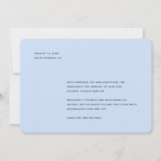Elegant Baby Blue Boy Birth Ankündigung