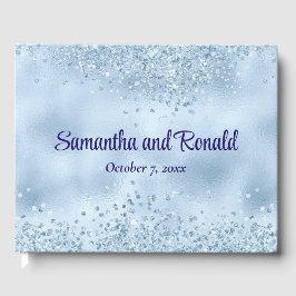 Elegant Baby Blue Glitzer and Foil Wedding Gästebuch