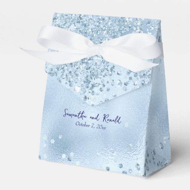 Elegant Baby Blue Glitzer and Foil Wedding Geschenkschachtel (Vorderseite)