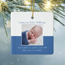 Elegant Baby Boy Neuborn Foto Blue Christmas Gesch Keramikornament
