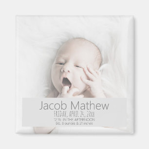 Elegant Baby Custom Family Name Photo Portrait Magnet