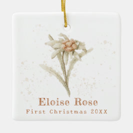 Elegant Baby First Christmas Edelweiss Keramikornament
