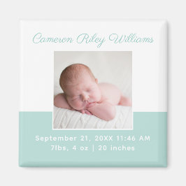 Elegant Baby Foto Mint Green Geburtshinweis Magnet