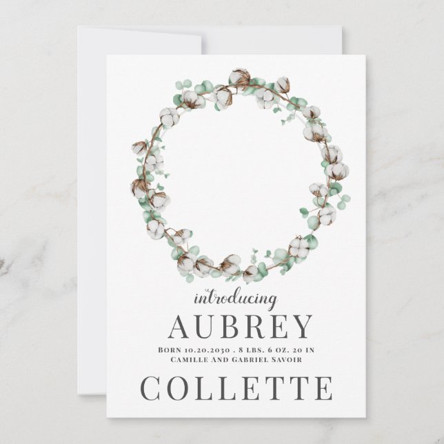 Elegant Baby Girl 2 Foto Geburtsankündigung (Vorderseite)