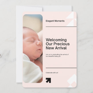 Elegant Baby Girl Birth Announcement Card Einladung