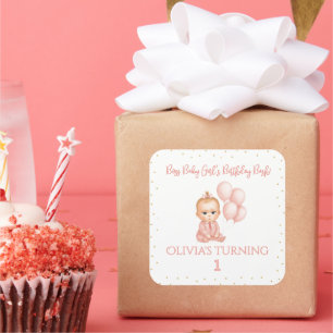 Elegant Baby Girl Boss mit Gold Dots - Geburtstag Quadratischer Aufkleber