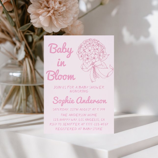 Elegant Baby in Bloom Pink Floral Baby Shower Einladung (Von Creator hochgeladen)
