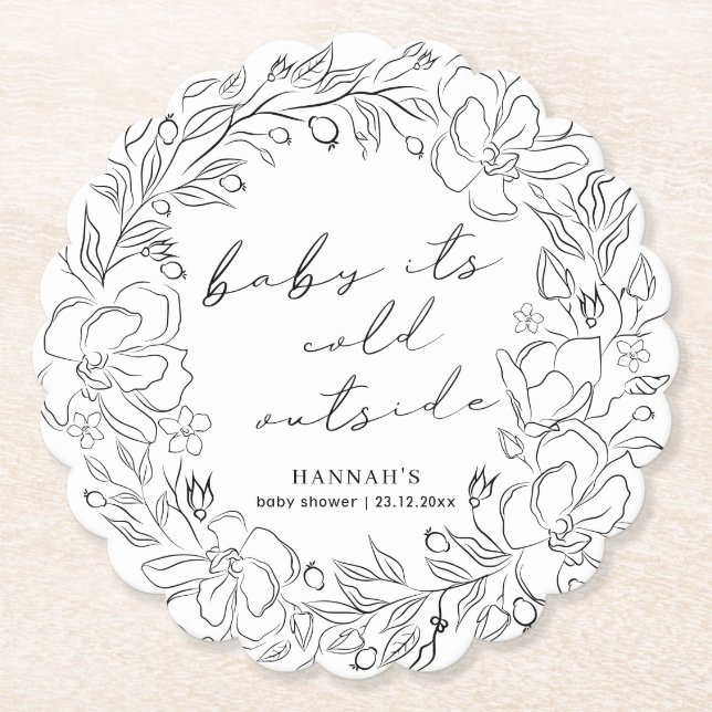 Elegant Baby It's Cold Outside Winter Shower Line Untersetzer (Vorderseite)