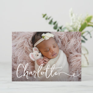 Elegant Baby Mädchenname Custom Foto Birth Dankeskarte
