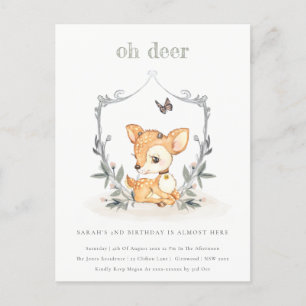 Elegant Baby Oh Deer floral Wappen jedes Alter Geb Postkarte