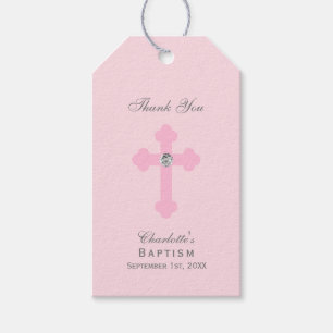 Elegant Baby Pink Cross Taufen/Christening Girl Geschenkanhänger