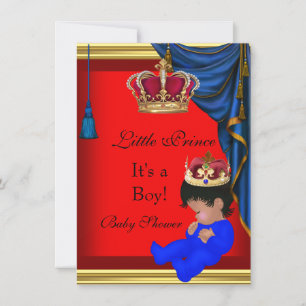 Elegant Baby Shower Boy Blue Red Little Prince 2 Einladung