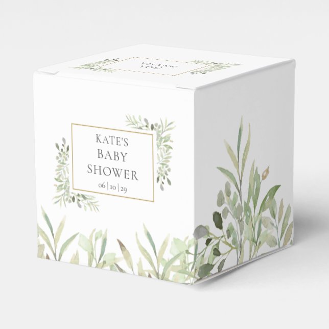 Elegant Baby Shower Greenerage Foliage Favor Box Geschenkschachtel (Vorderseite)
