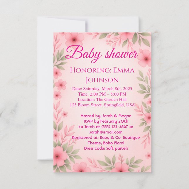 Elegant Baby Shower Invitation for Girls Save The Date (Vorderseite)
