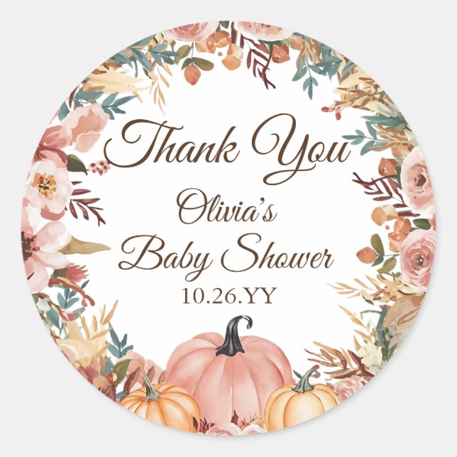 Elegant Baby Shower Vielen Dank Sticker (Vorderseite)