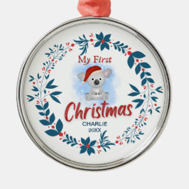 Elegant Baby's First Christmas mit Namen Ornament Aus Metall