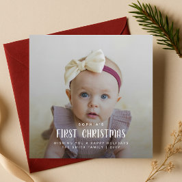 Elegant Baby's First Christmas Red Foto Family Feiertagskarte