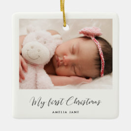 Elegant Baby's My First Christmas Foto Keramikornament