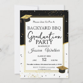 Elegant Backyard BBQ Graduation Party Invitation Einladung