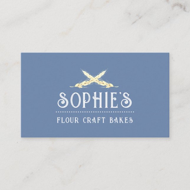 Elegant Baker's Blue Logo Business Card Visitenkarte (Vorderseite)