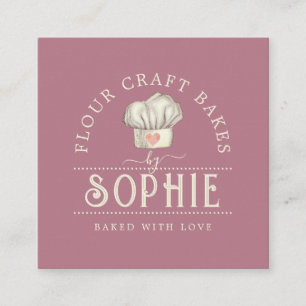Elegant Baker's Logo Cream Dusty Pink Quadratische Visitenkarte