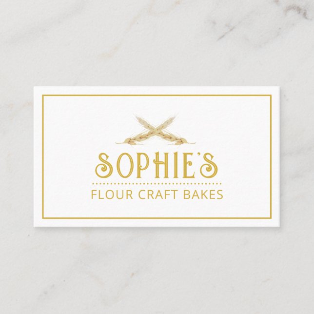Elegant Baker's Logo Gold Typografy Business Card Visitenkarte (Vorderseite)