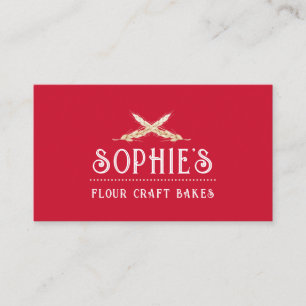Elegant Baker's Logo Red Business Card Visitenkarte