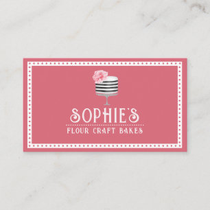 Elegant Baker's Pink Cake Logo Business Card Visitenkarte