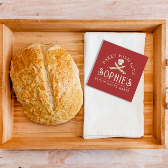 Elegant Baker's Red Business Card Quadratische Visitenkarte (Von Creator hochgeladen)