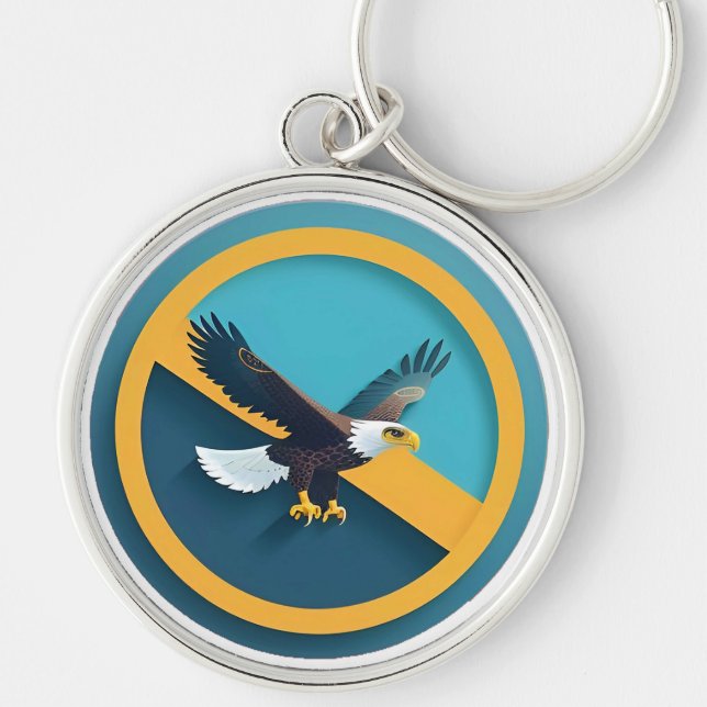 Elegant Bald Eagle Emblem Schlüsselanhänger (Vorne)