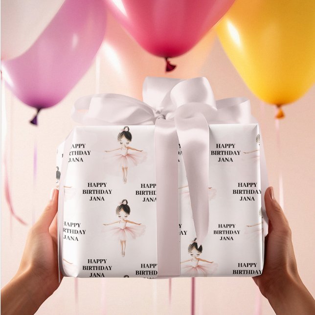 Elegant Ballerina Pink Geburtstag Geschenkpapier (Von Creator hochgeladen)