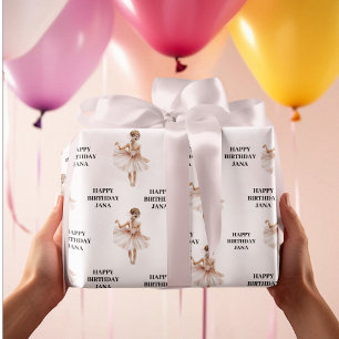 Elegant Ballerina Pink Geburtstag Geschenkpapier