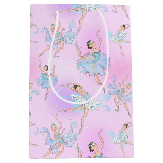 Elegant Ballerinas Wrapping Paper Mittlere Geschenktüte (Vorderseite)