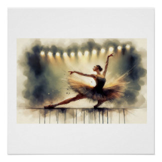 Elegant Ballet Dancer on Stage,  Poster