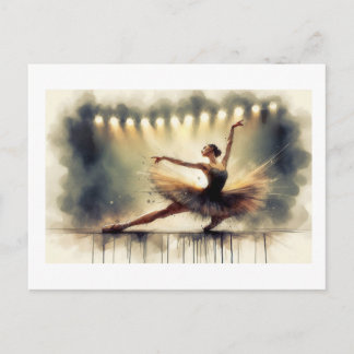 Elegant Ballet Dancer on Stage,  Postkarte