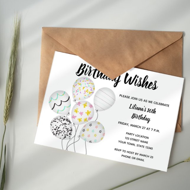 Elegant Balloon Einladung zum Geburtstag (Von Creator hochgeladen)