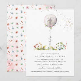 Elegant Balloon Floral Taufe Einladung