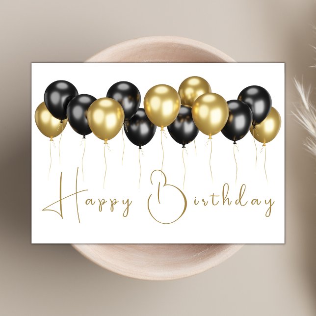 Elegant Balloons Modernes Script Happy Birthday Karte (Von Creator hochgeladen)