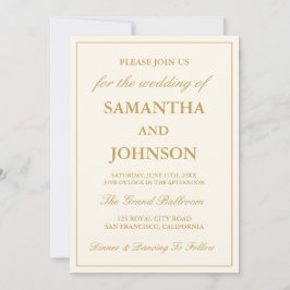 Elegant Ballroom Vintage Ivory Wedding Einladung