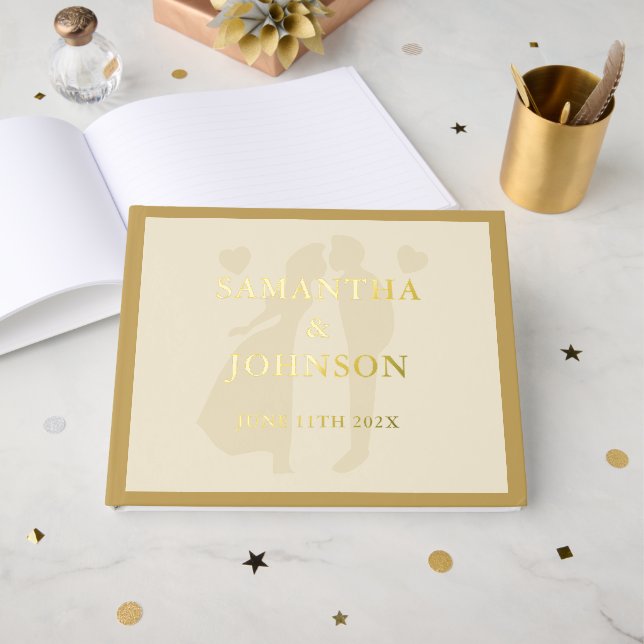 Elegant Ballroom Vintage Ivory Wedding Gästebuch (Vorderseite offen)