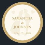 Elegant Ballroom Vintage Ivory Wedding Runder Aufkleber<br><div class="desc">Add a refined finishing touch to your wedding stationery with this Elegant Ballroom Vintage Ivory Wedding Classic Round Sticker. Designed with a timeless vintage ivory color palette, this sticker complements elegant ballroom weddings, formal celebrations, and classic wedding themes. Perfect for sealing envelopes, decorating favors, or enhancing invitation suites, it creates...</div>