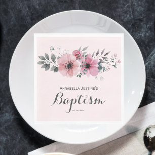 Elegant BAPTISM Rosa Floral Serviette