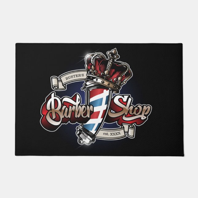 Elegant Barbershop Crown Personalize 24" x 36" Fußmatte (Vorderseite)