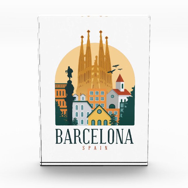 Elegant Barcelona Spanien Skyline Fotoblock (Vorderseite)
