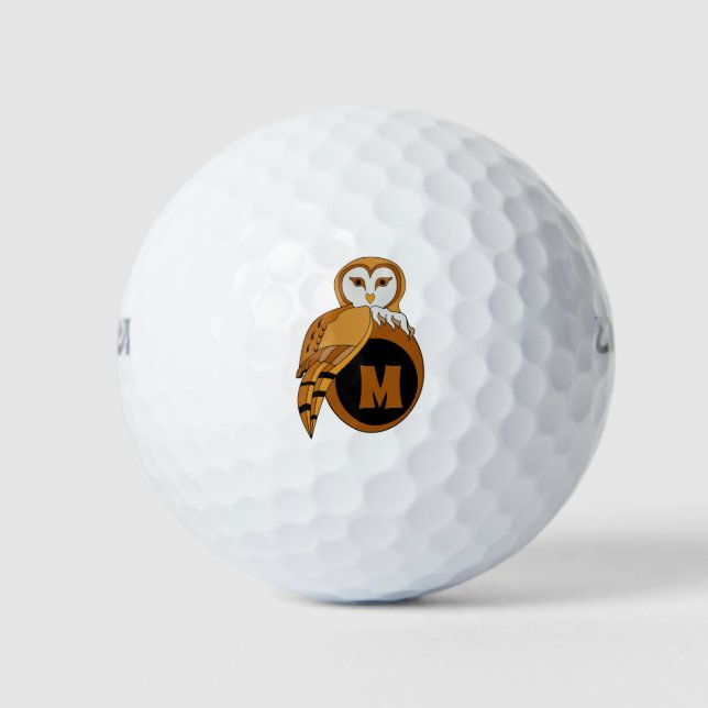 Elegant Barn Owl Monogram Golfball (Vorderseite)