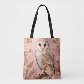 Elegant Barn Owl Pink and Gold Floral