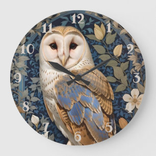 Elegant Barn Owl William Morris Inspiriert Große Wanduhr