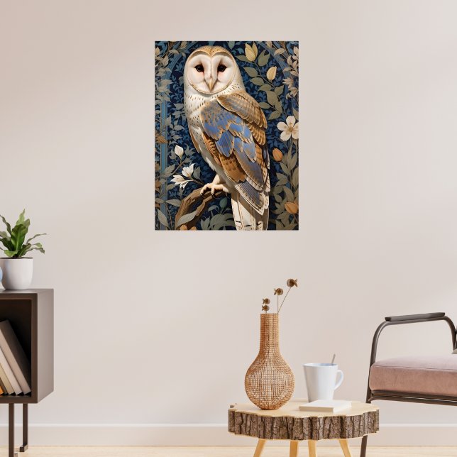 Elegant Barn Owl William Morris Inspiriert Poster (Wohnzimmer 3)