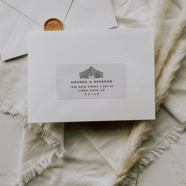 Elegant Barn Wedding RSVP Rücksendeadresse Adressaufkleber (Von Creator hochgeladen)